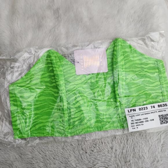 NEw Savage x Fenty Curvy All Over Me Lace Bandeau Bralette Green Tea 1X - Picture 6 of 10